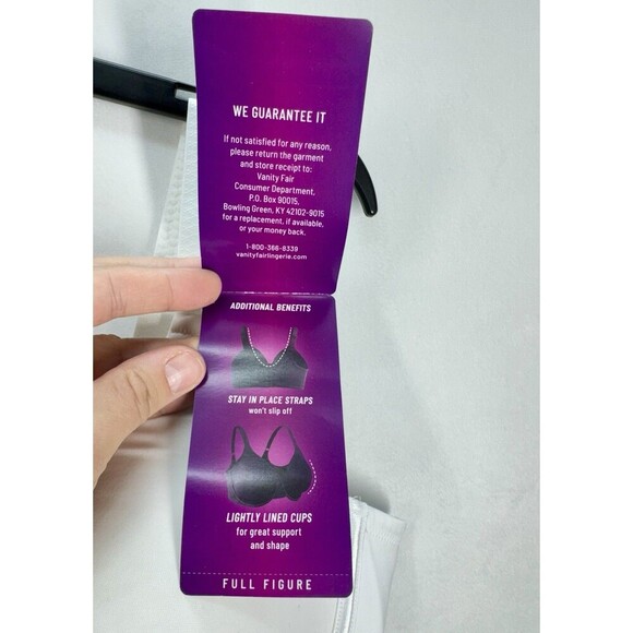 Vanity Fair Beauty Back Smoothing Full Figure Bra 42D Star White Underwire 76380 - Picture 6 of 8